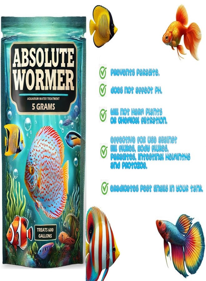 دواء Absolute Wormer - مسحوق لعلاج الأسماك في المياه العذبة والمالحة. لعلاج الطفيليات والديدان الكبدية. (5 غرام - يعالج 600 جالون) - Image 2